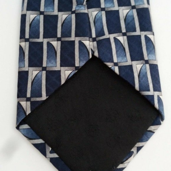 Beau Brummel Soho Tie 55.5 x 3.75 Blue Silver Geo - Picture 4 of 4